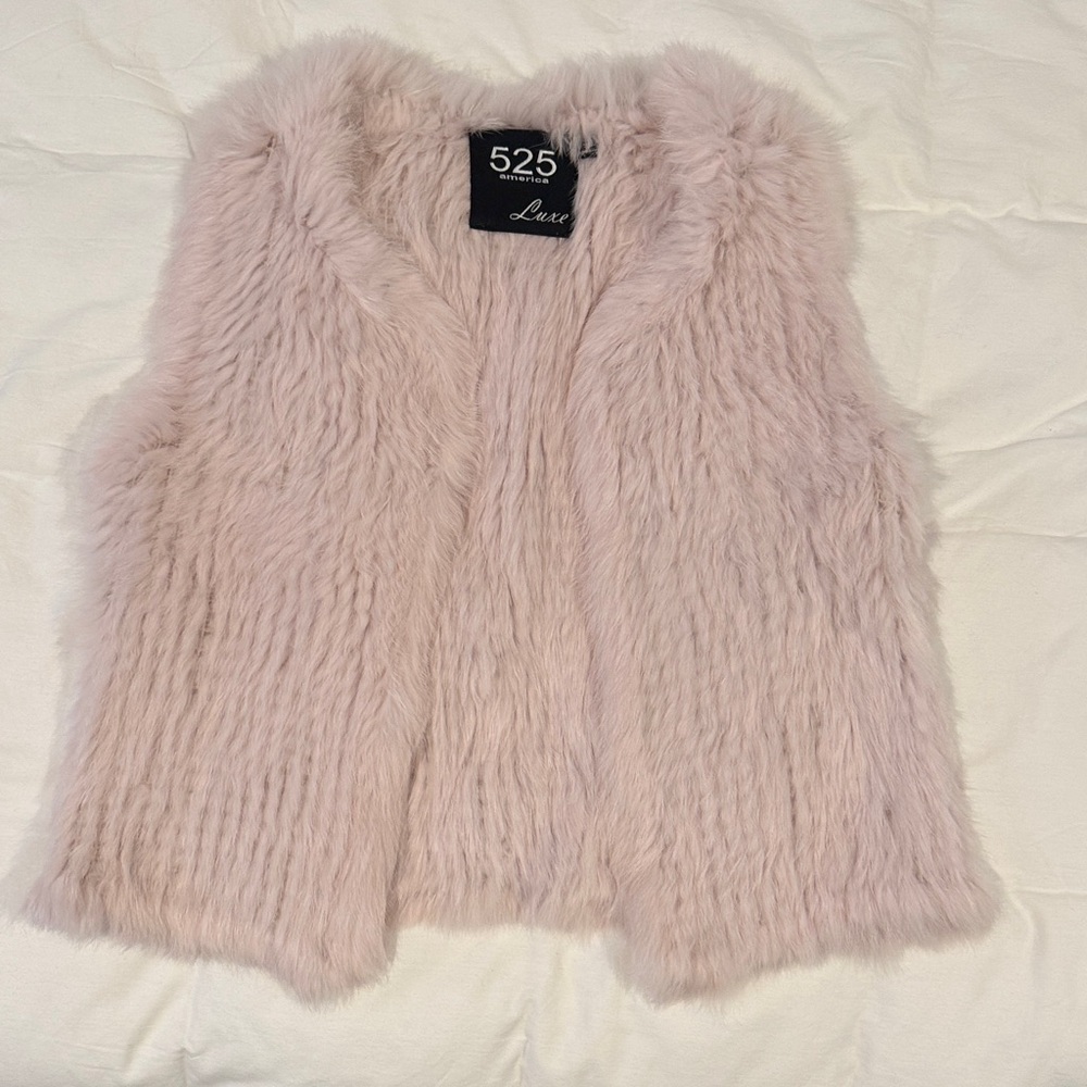 525 Luxe Pink Rabbit Fur Vest